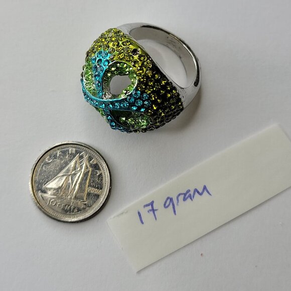 Aqua Green Rhinestone Ring SIZE 6.5 - Other sizes available - Picture 3 of 13